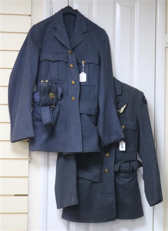 Two WWII flight jackets, both with hats (RAF reserves)